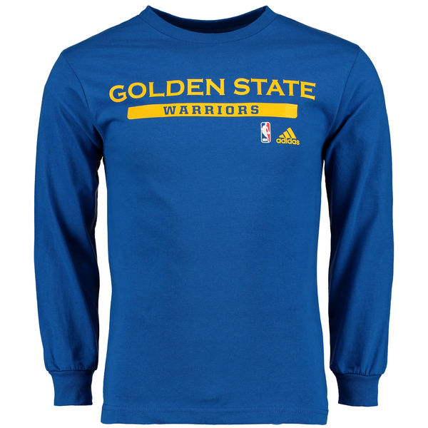 NBA Men Golden State Warriors adidas Cut and Paste Long Sleeve TShirt Royal->nba t-shirts->Sports Accessory